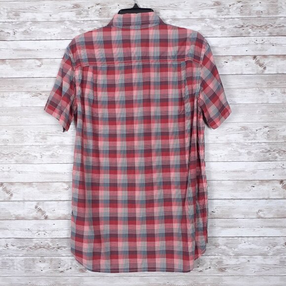 The North Face Mens Button Down Shirt S Short Sleeve Red Plaid 672 - Picture 2 of 3